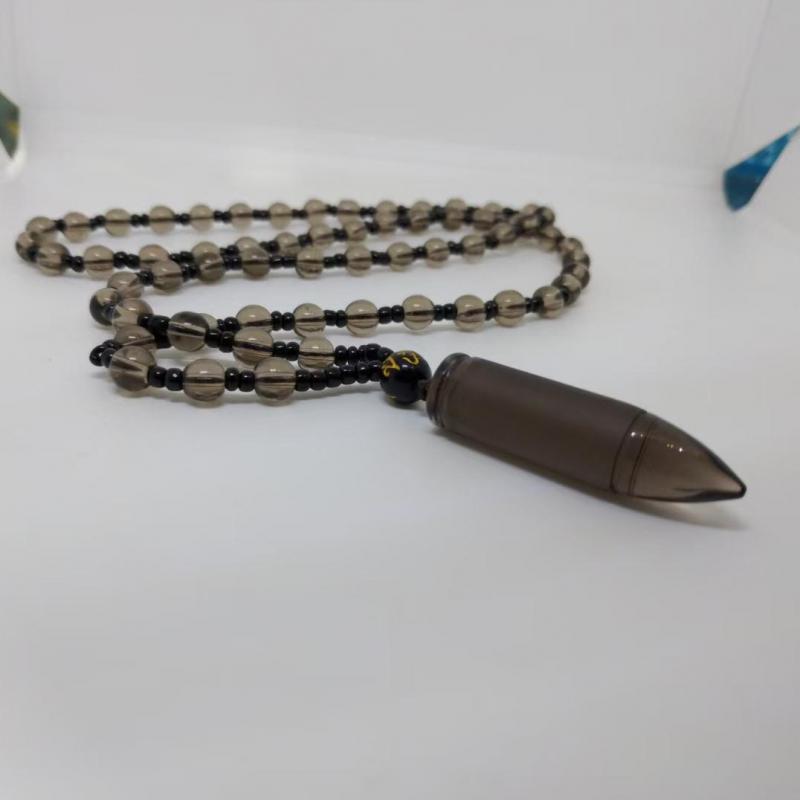 Obsidian-Bullet Pendant Necklace